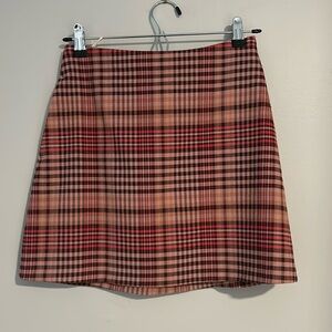 Aritzia Plaid Mini Skirt - Pink and Black